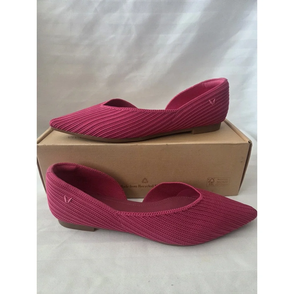 VIVAIA Melia Pitaya Pink Pointed‎ Toe dOrsay Knit Flats EU 39 US 8 NEW